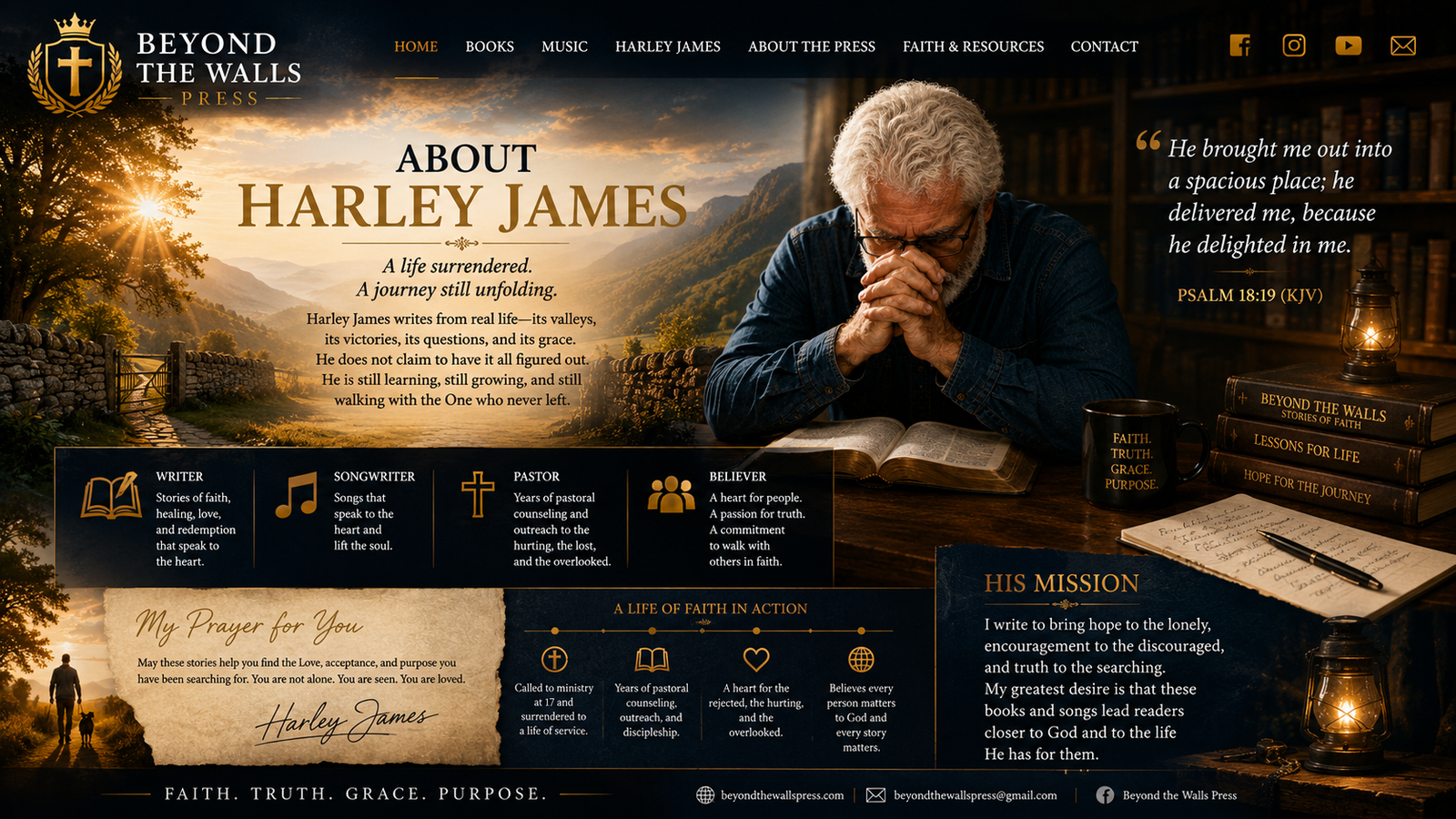 Harley James in prayer - Beyond the Walls Press